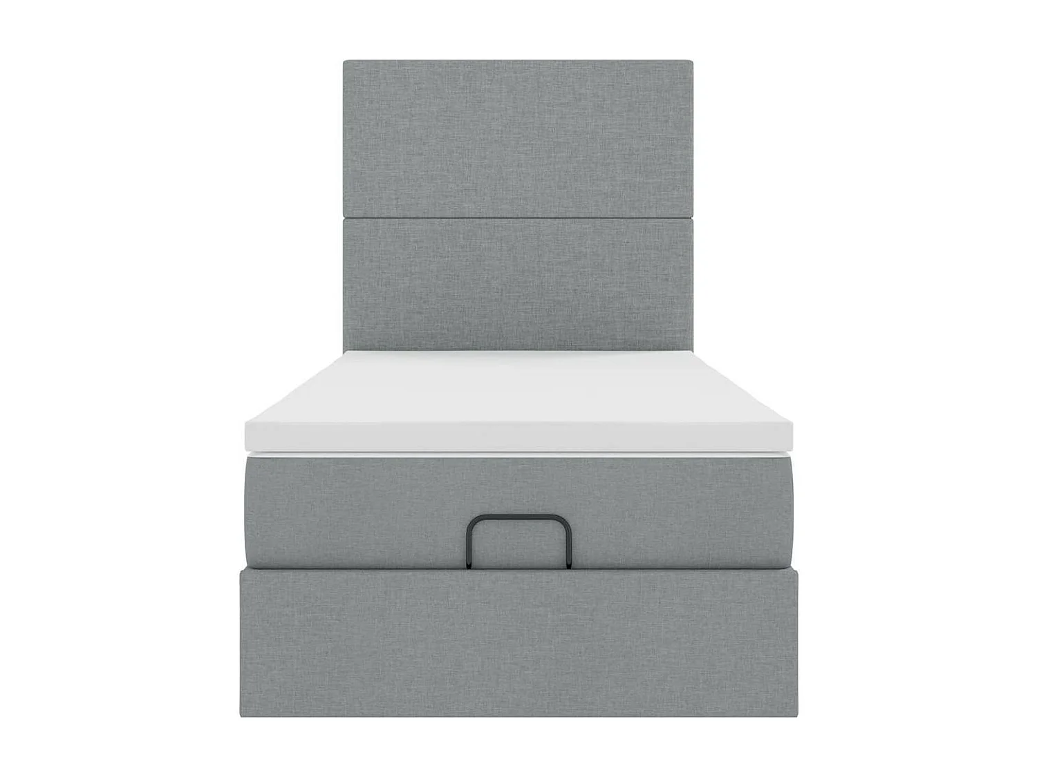 Cadre de lit ottoman et matelas gris clair 100x200 cm tissu