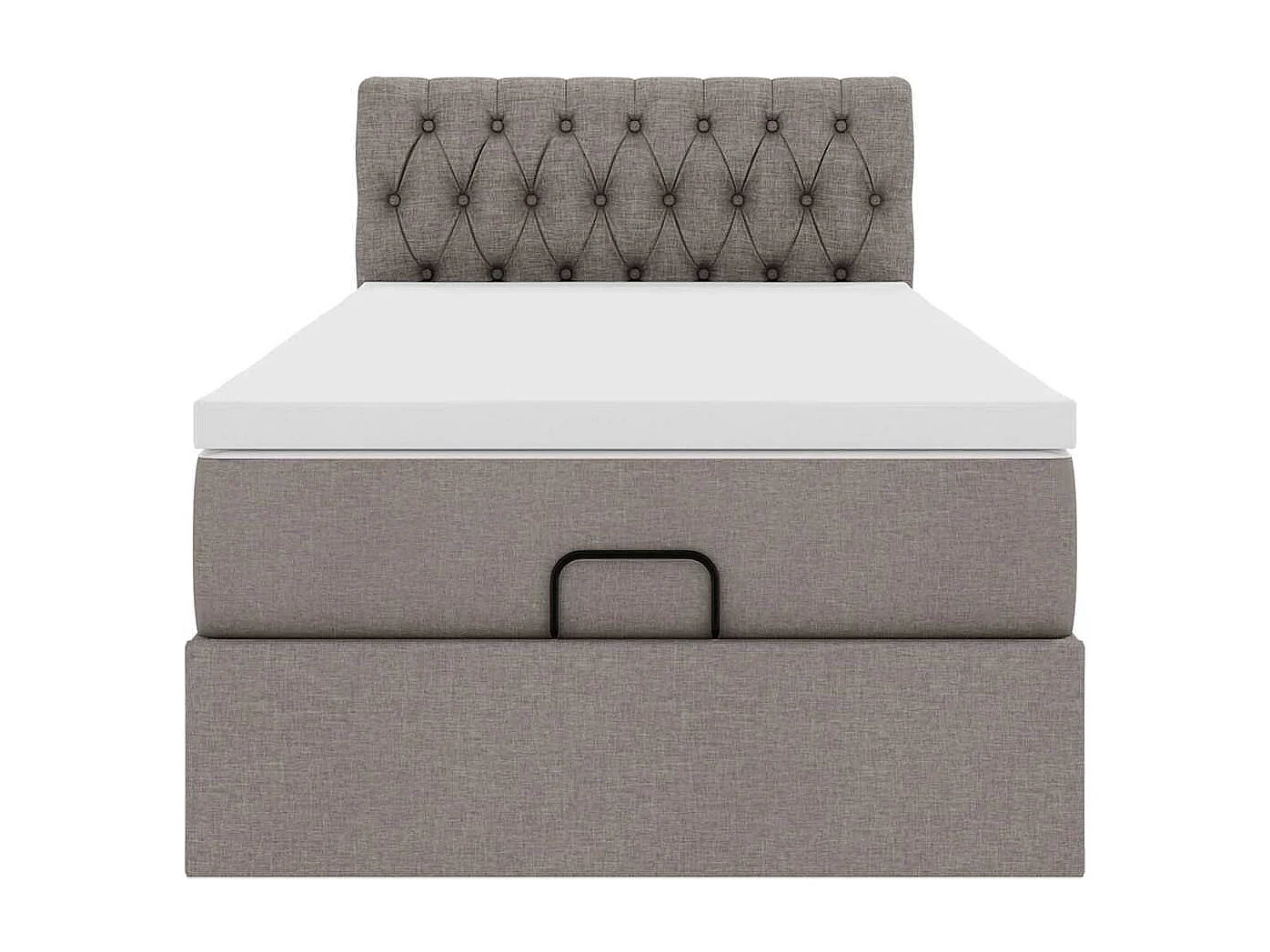 Cadre de lit ottoman avec matelas taupe 80x200 cm tissu