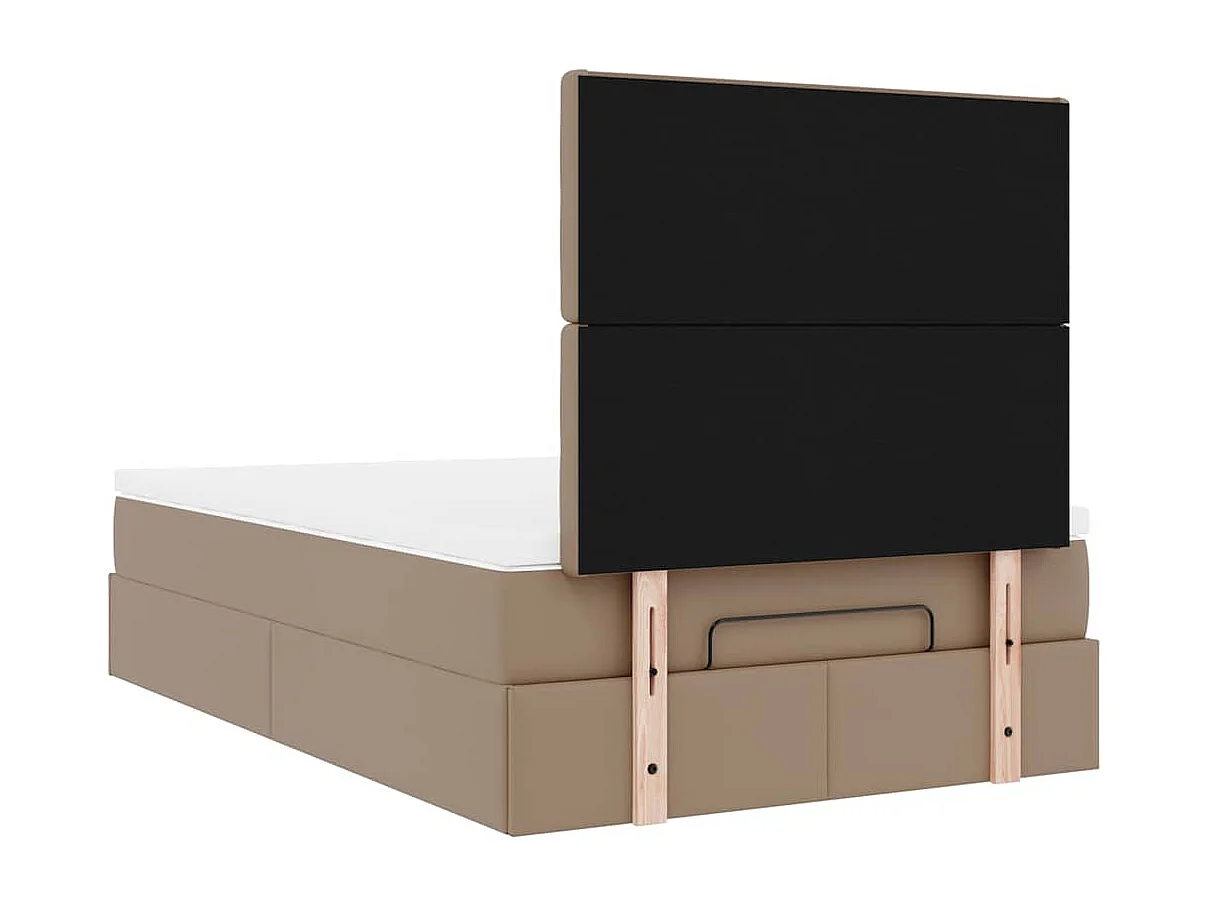 Estructura cama otomana colchón cappucino cuero sintético