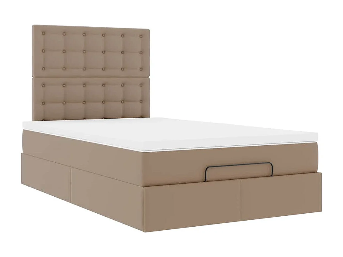 Cadre de lit ottoman et matelas cappuccino 120x200cm similicuir