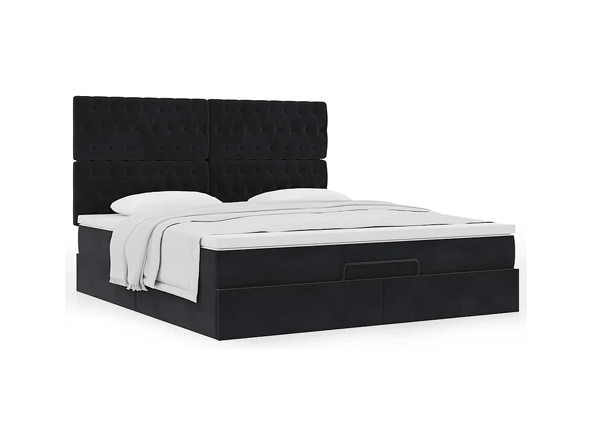 Estructura de cama otomana colchones terciopelo negra 180x200cm