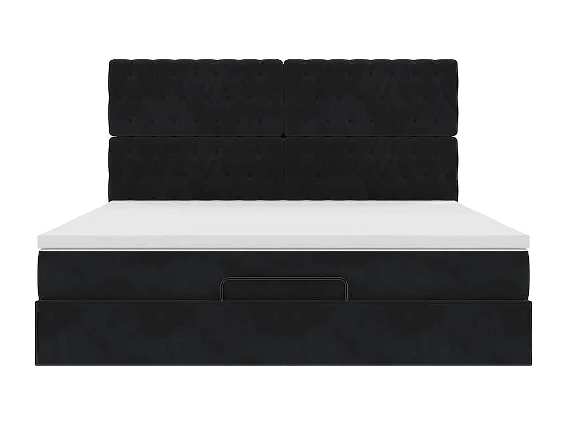 Cadre de lit ottoman avec matelas noir 180x200cm velours