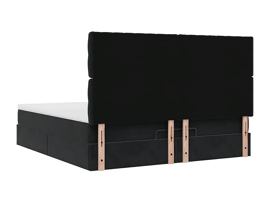 Cadre de lit ottoman avec matelas noir 180x200cm velours