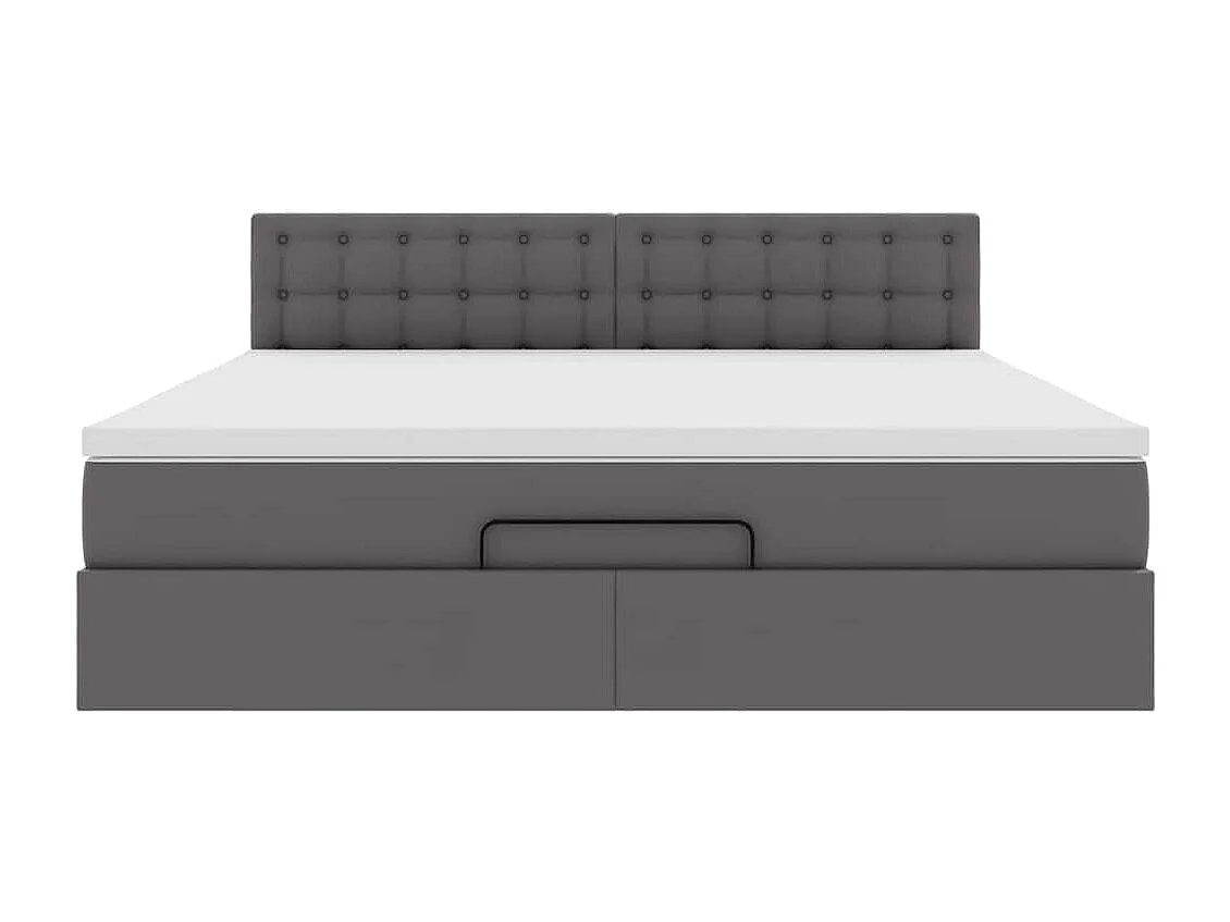 Cadre de lit ottoman avec matelas gris 160x200 cm similicuir