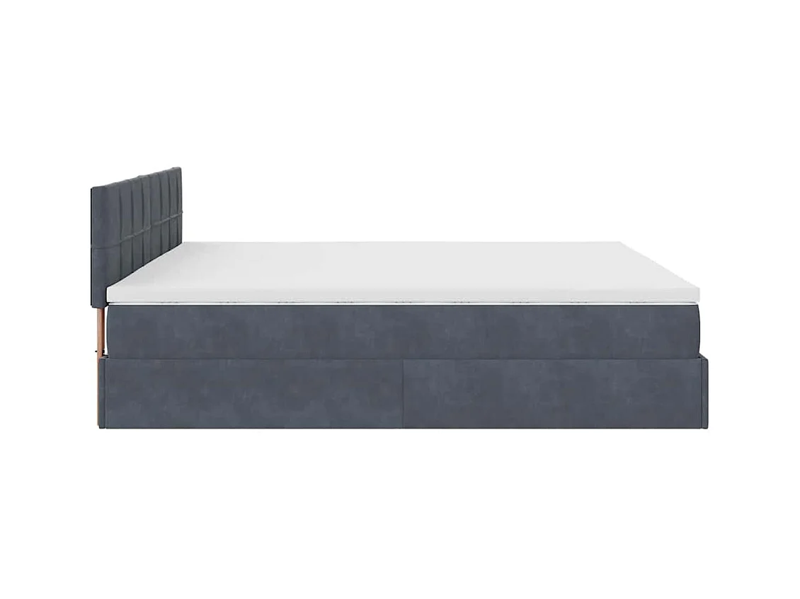 Cadre de lit ottoman avec matelas gris foncé 180x200 cm velours