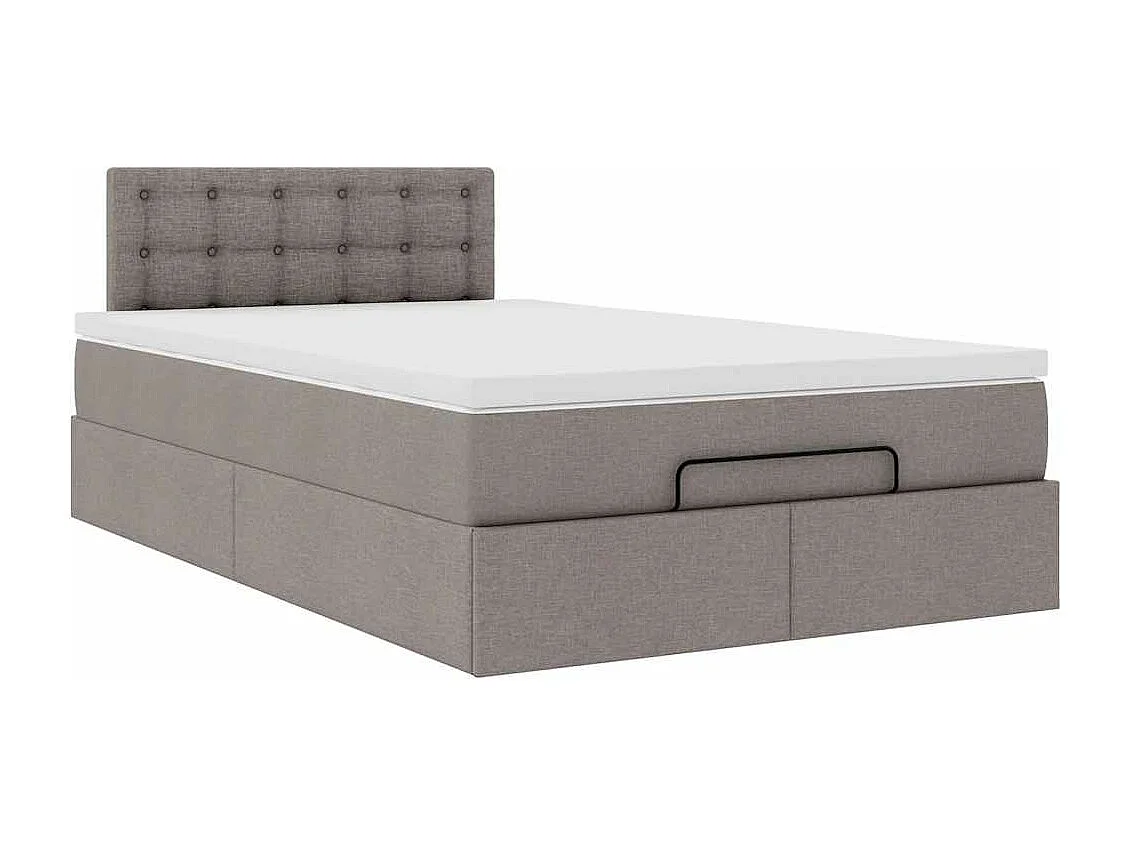 Cadre de lit ottoman avec matelas taupe 120x200 cm tissu