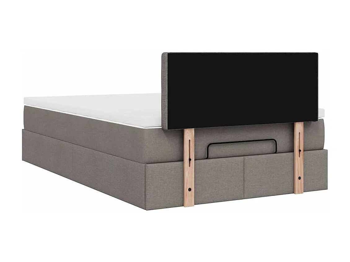 Cadre de lit ottoman avec matelas taupe 120x200 cm tissu