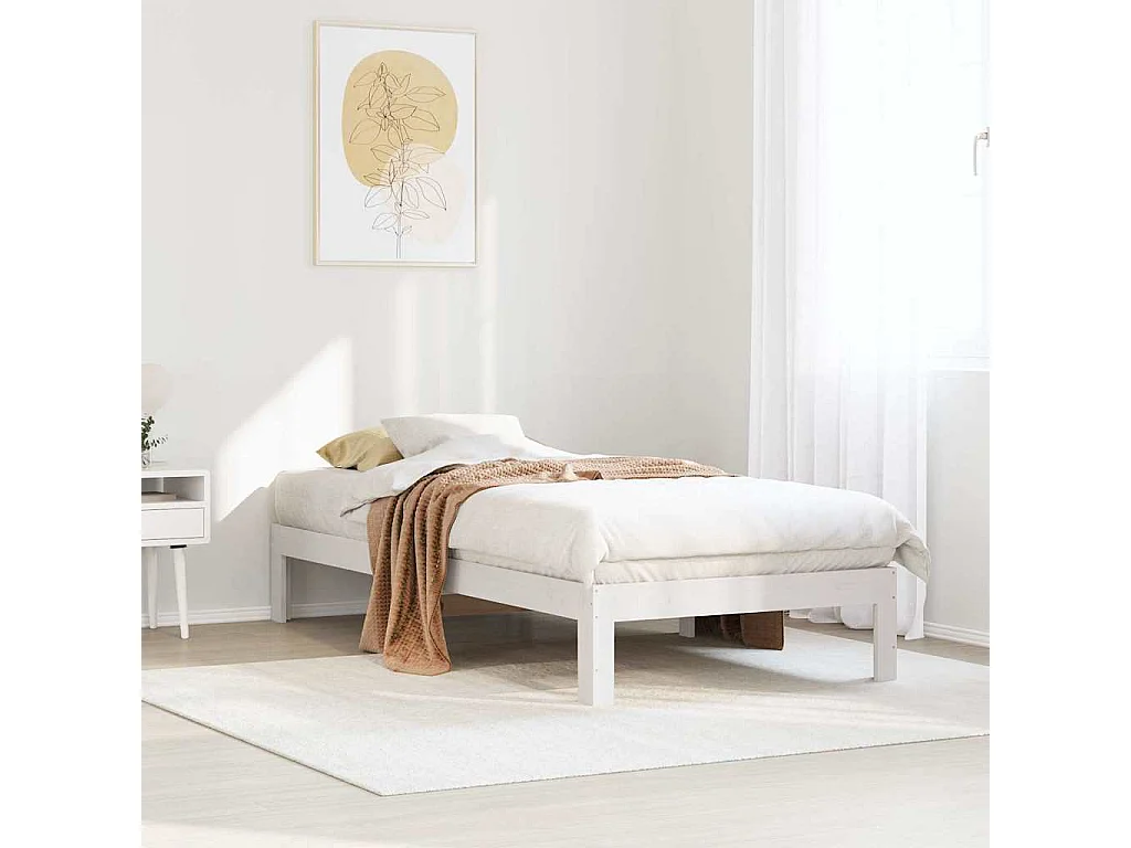 Cadre de lit sans matelas blanc 80x200 cm bois massif de pin