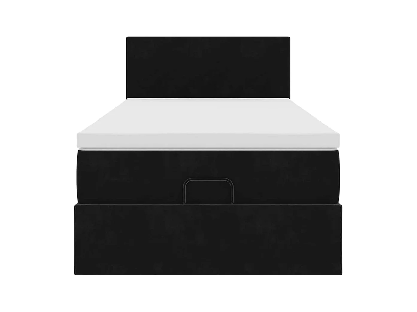 Estrutura de cama otomana com colchão preto veludo