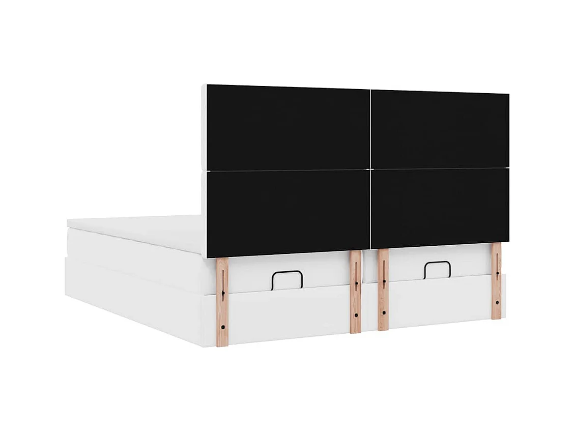 Cadre de lit ottoman et matelas blanc pur 200x200cm similicuir