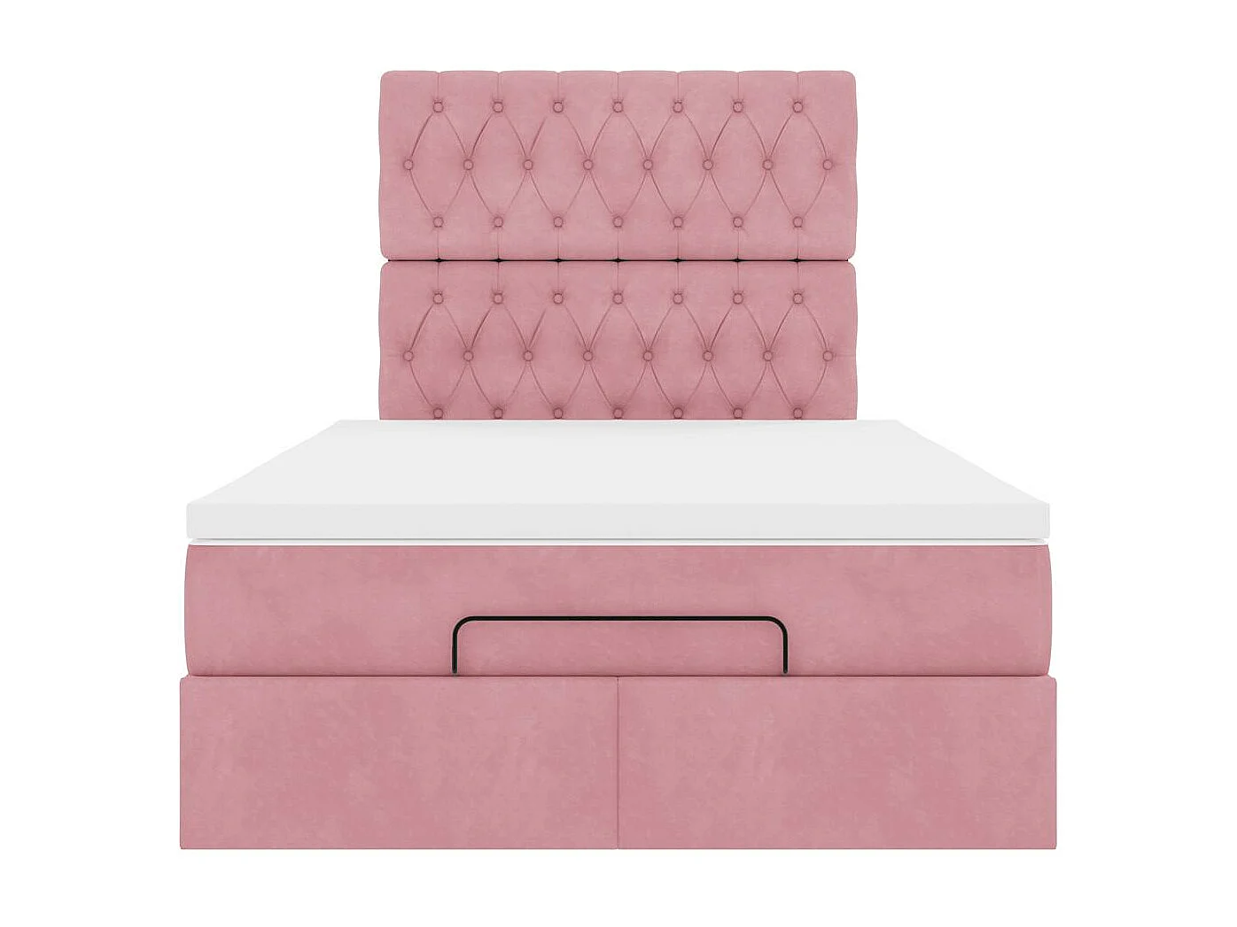 Cadre de lit ottoman avec matelas rose 120x190 cm velours