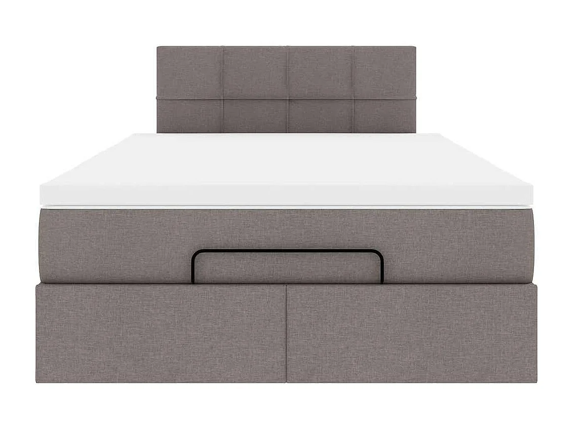 Cadre de lit ottoman avec matelas taupe 120x190 cm tissu