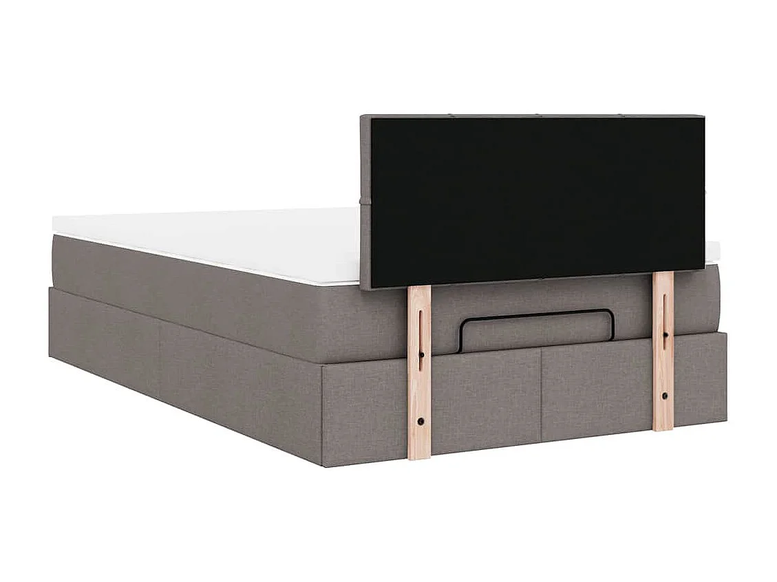 Cadre de lit ottoman avec matelas taupe 120x190 cm tissu