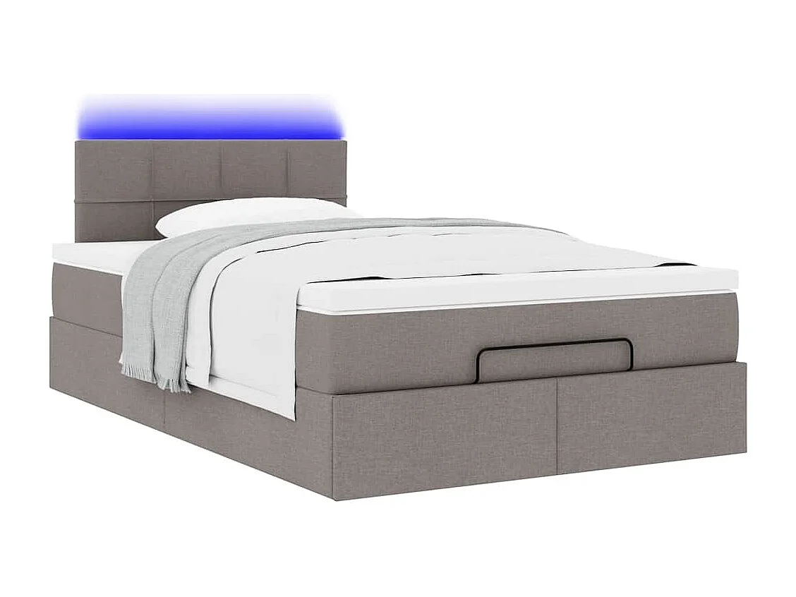 Cadre de lit ottoman avec matelas taupe 120x190 cm tissu