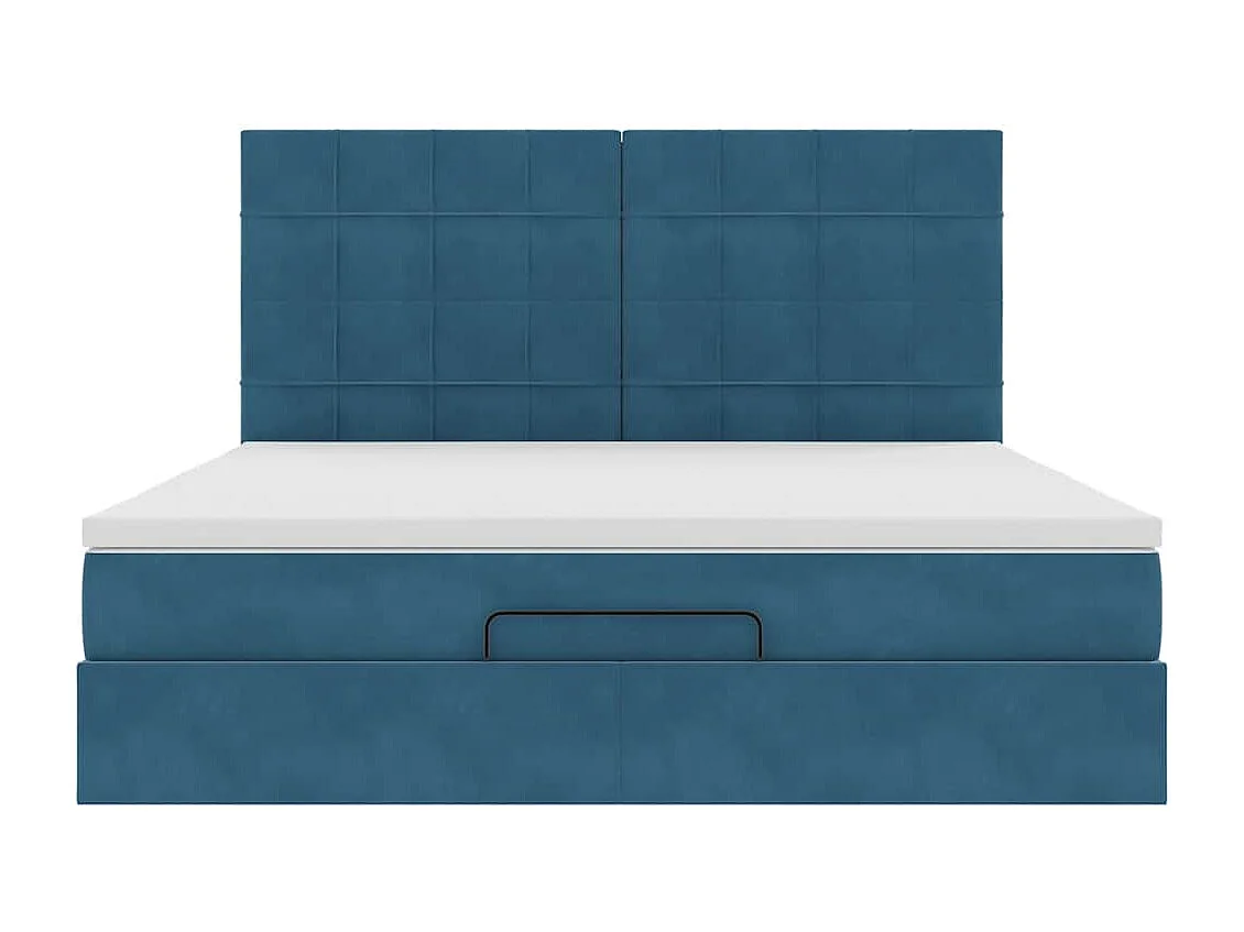 Cadre de lit ottoman avec matelas bleu foncé 180x200 cm velours