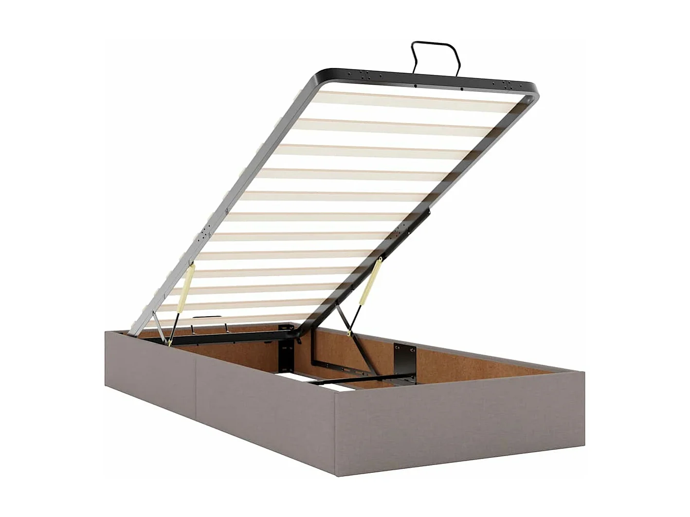 Cadre de lit ottoman avec matelas taupe 180x200 cm tissu