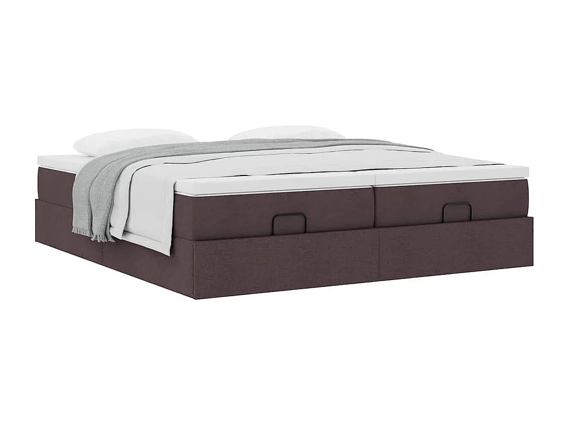 Cadre de lit ottoman avec matelas marron foncé 200x200 cm tissu