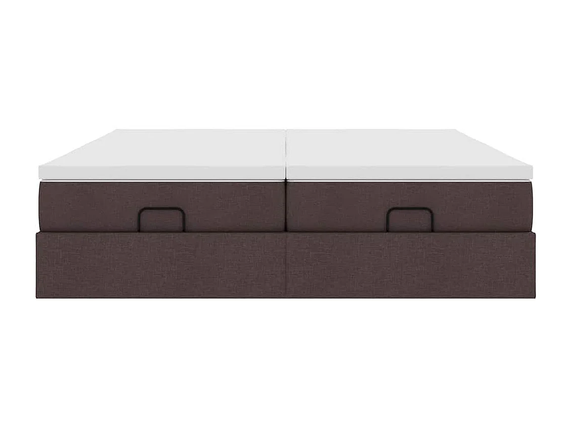Cadre de lit ottoman avec matelas marron foncé 200x200 cm tissu