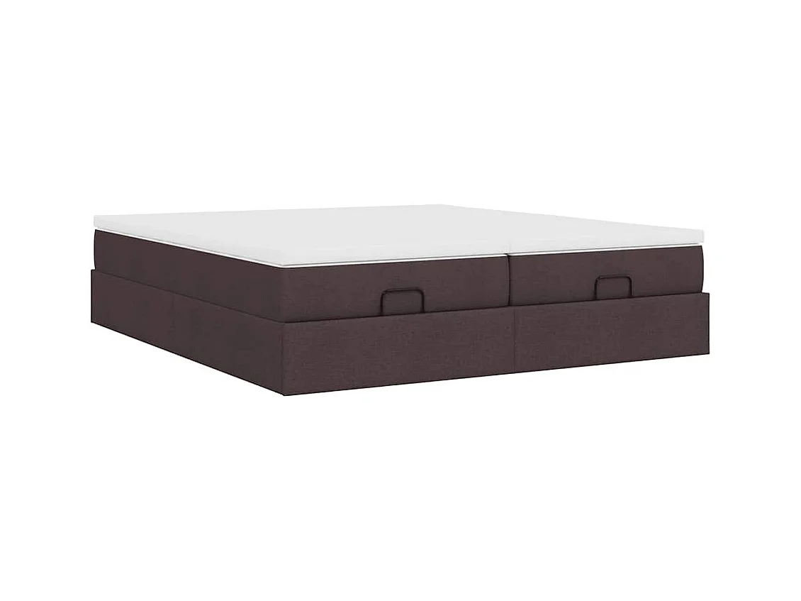 Cadre de lit ottoman avec matelas marron foncé 200x200 cm tissu