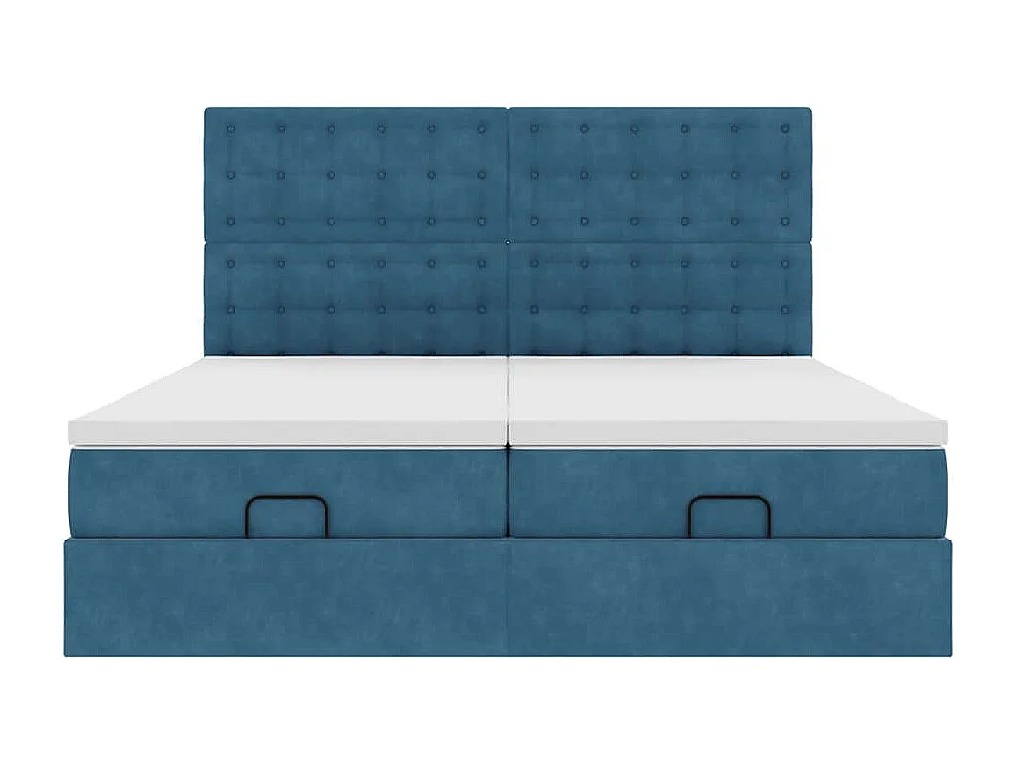 Cadre de lit ottoman avec matelas bleu foncé 180x200 cm velours