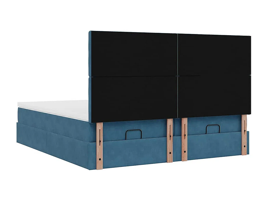Cadre de lit ottoman avec matelas bleu foncé 180x200 cm velours