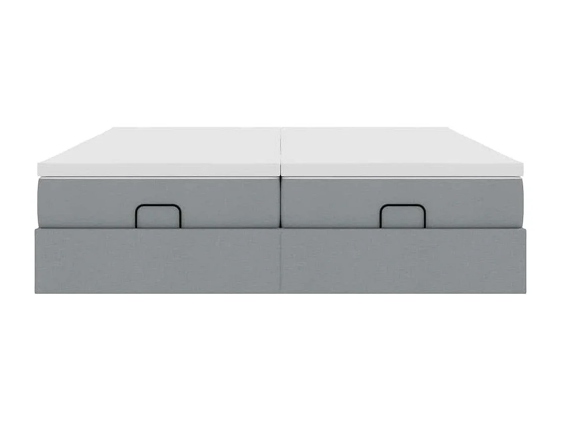 Cadre de lit ottoman et matelas gris clair 200x200cm tissu