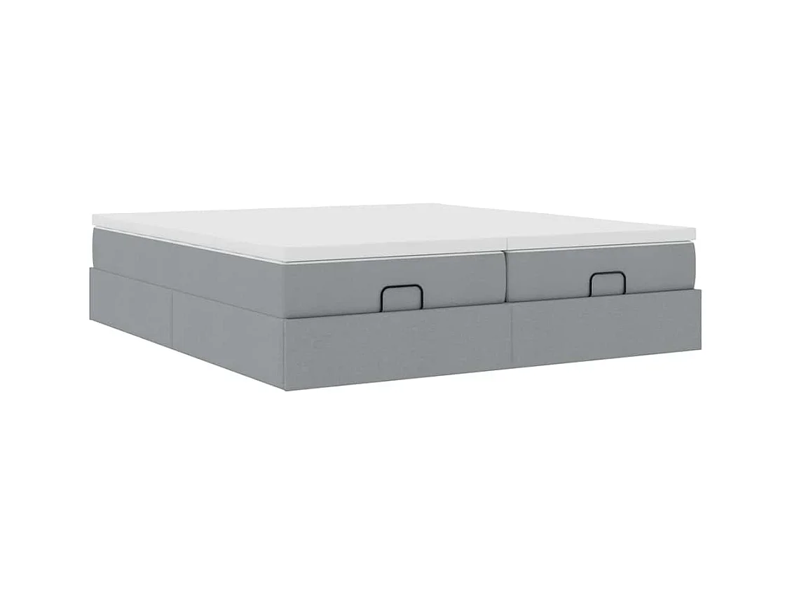 Cadre de lit ottoman et matelas gris clair 200x200cm tissu