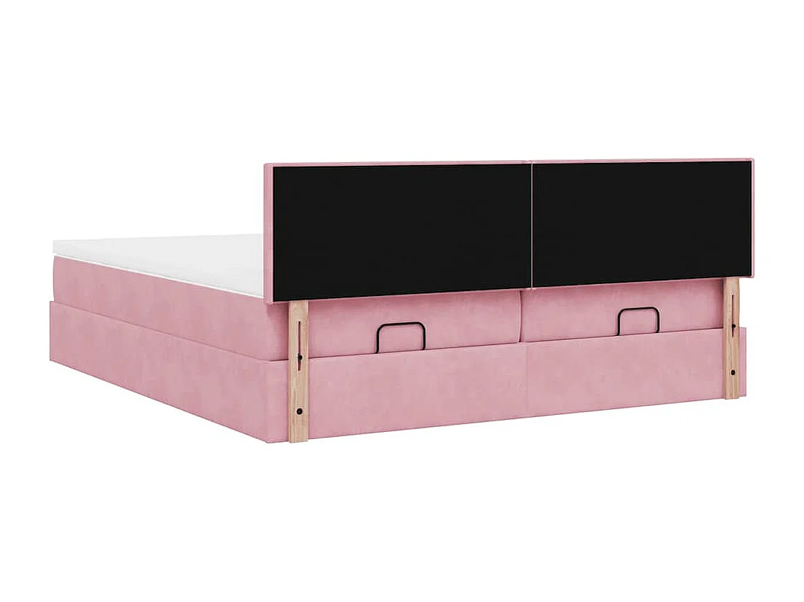 Cadre de lit ottoman avec matelas rose 200x200 cm velours
