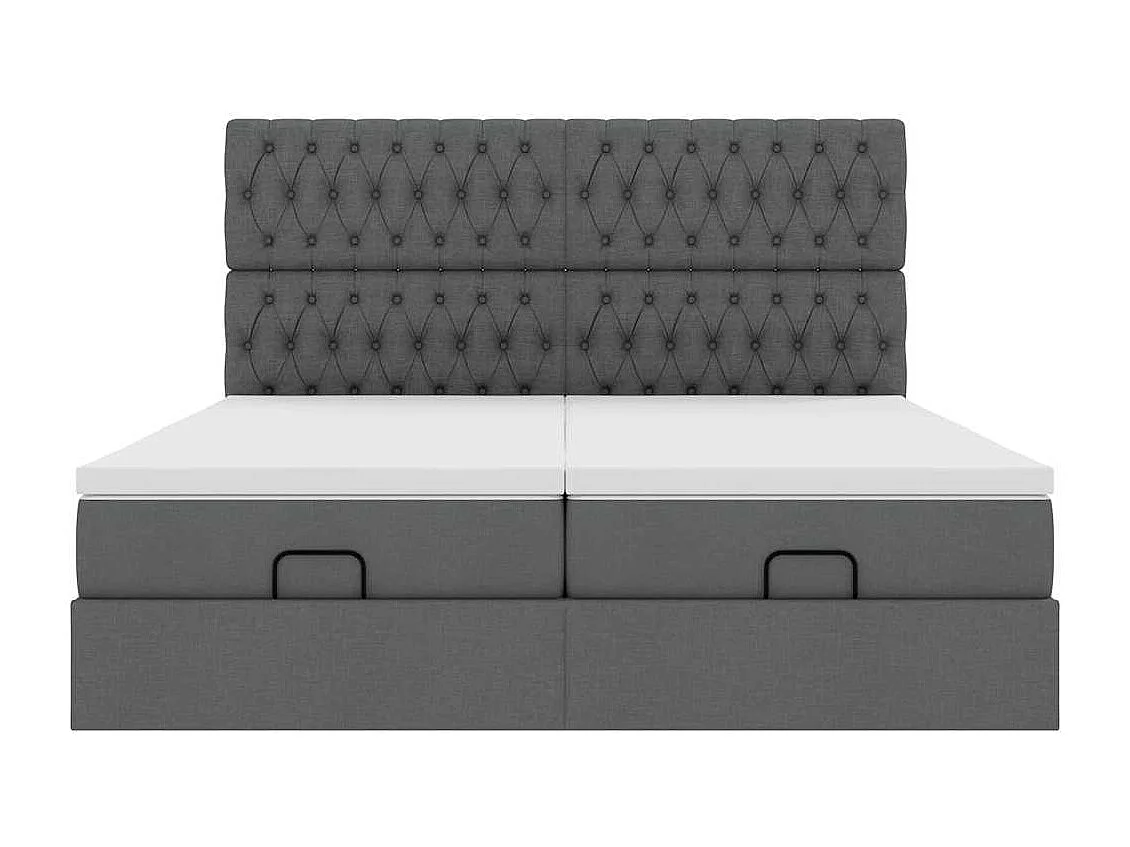Ottoman bed met matrassen en LED's 200x200cm stof donkergrijs