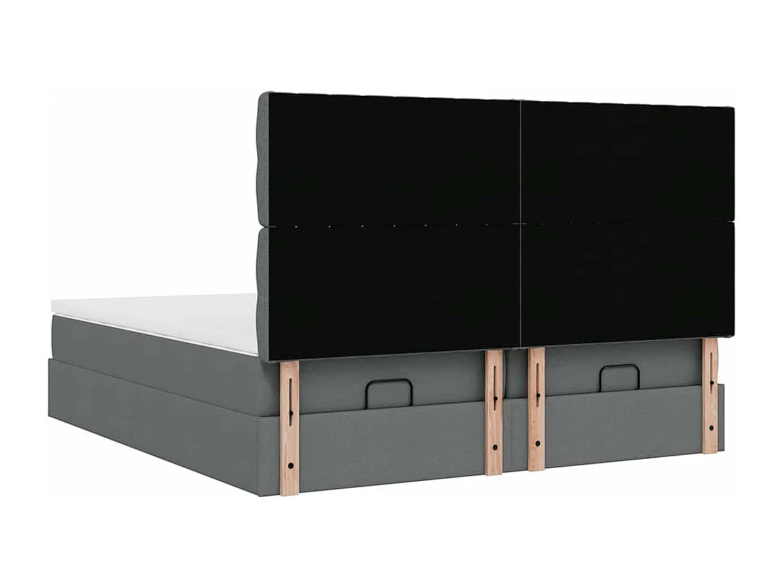 Ottoman bed met matrassen en LED's 200x200cm stof donkergrijs