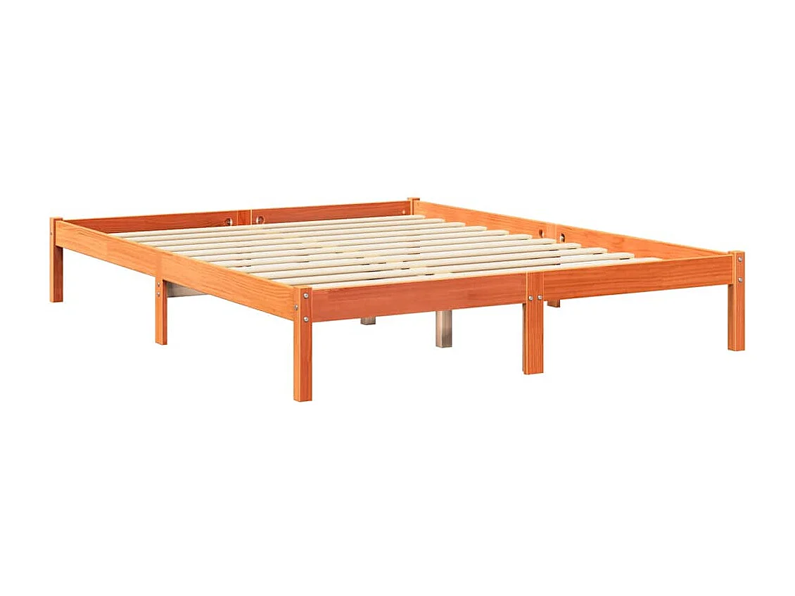 Lit bibliothèque sans matelas cire marron 140x200 cm pin massif