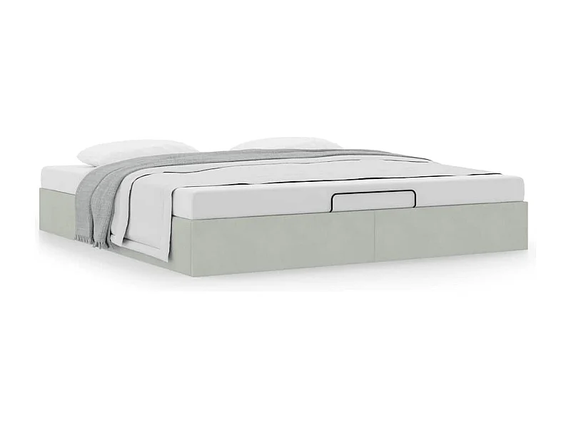 Cadre de lit ottoman sans matelas gris clair 160x200 cm velours
