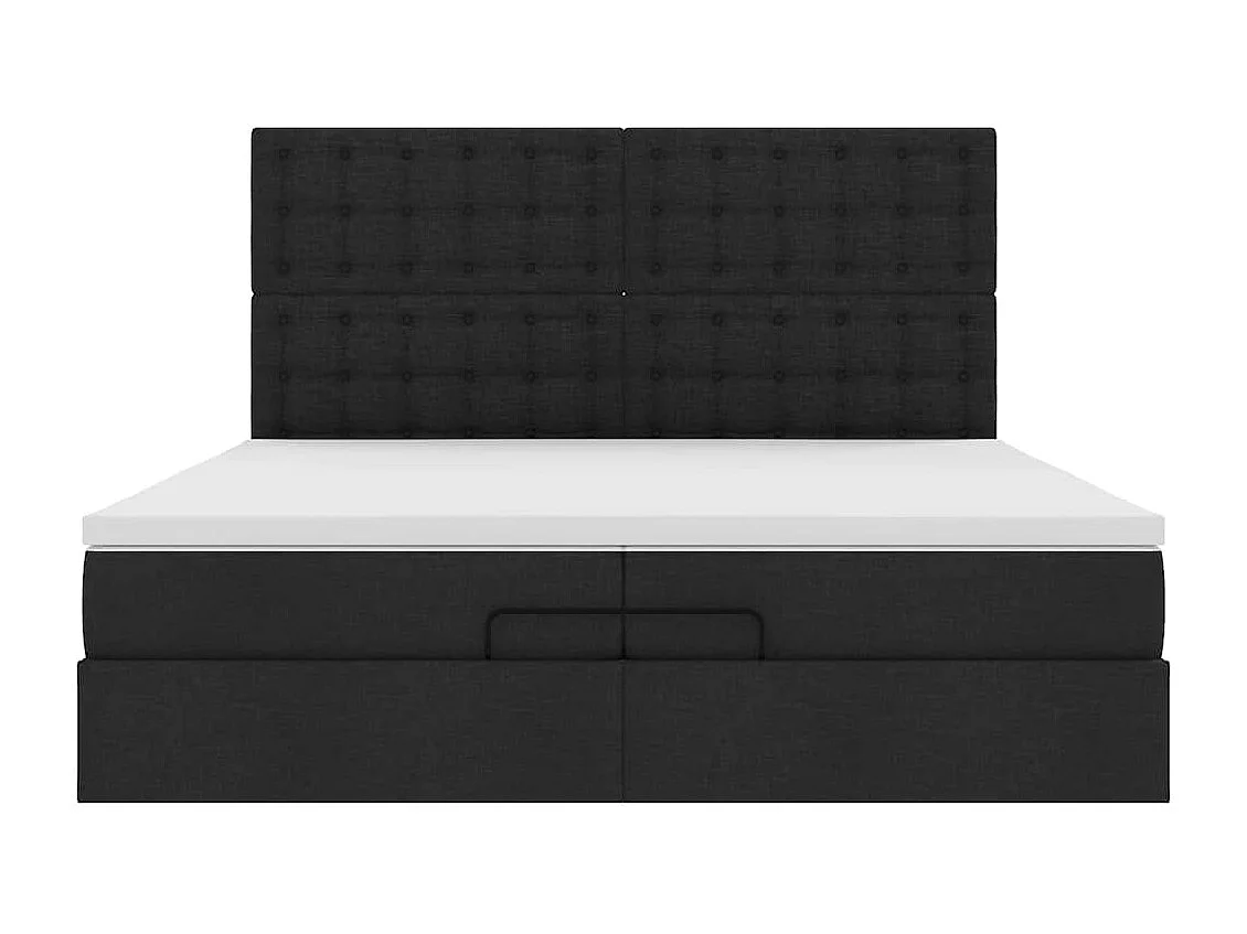 Cadre de lit ottoman avec matelas noir 200x200cm tissu