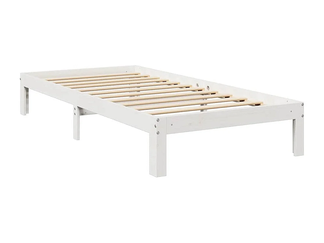 Cama com estante sem colchão 90x200 cm pinho maciço branco
