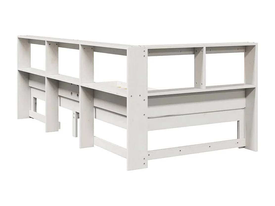 Bed met boekenkast zonder matras grenenhout wit 90x200 cm