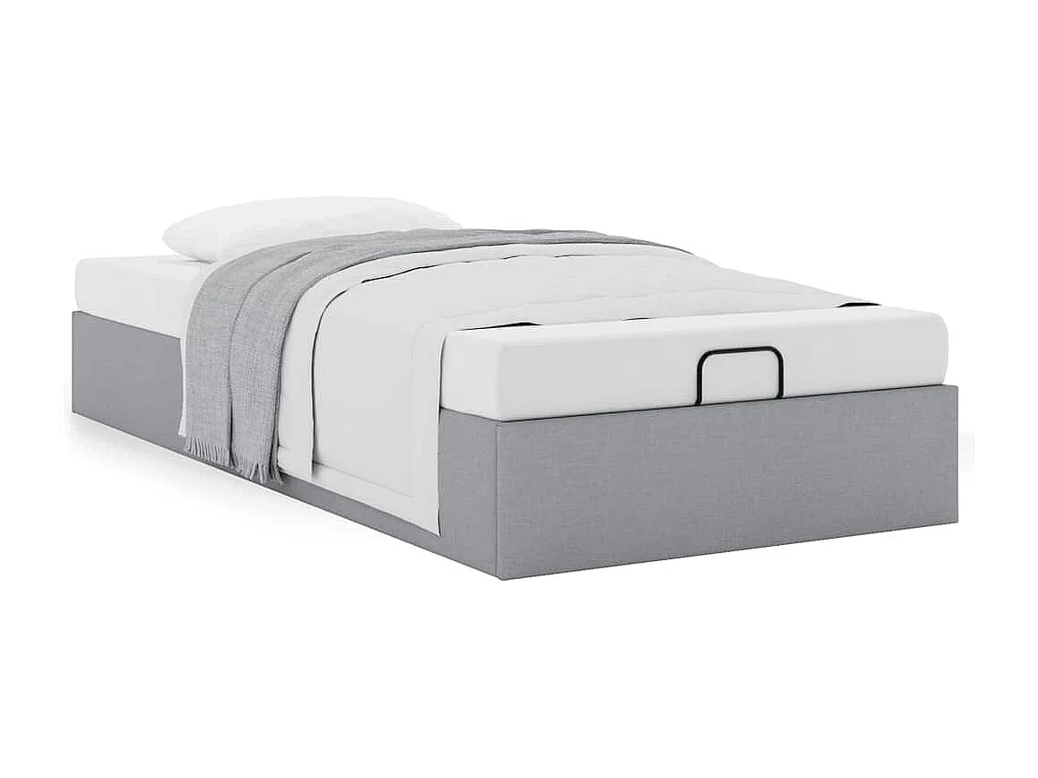 Cadre de lit ottoman sans matelas gris clair 100x200 cm tissu