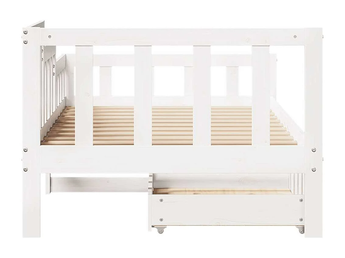 Lit de jour et tiroirs sans matelas blanc 90x190 cm bois massif