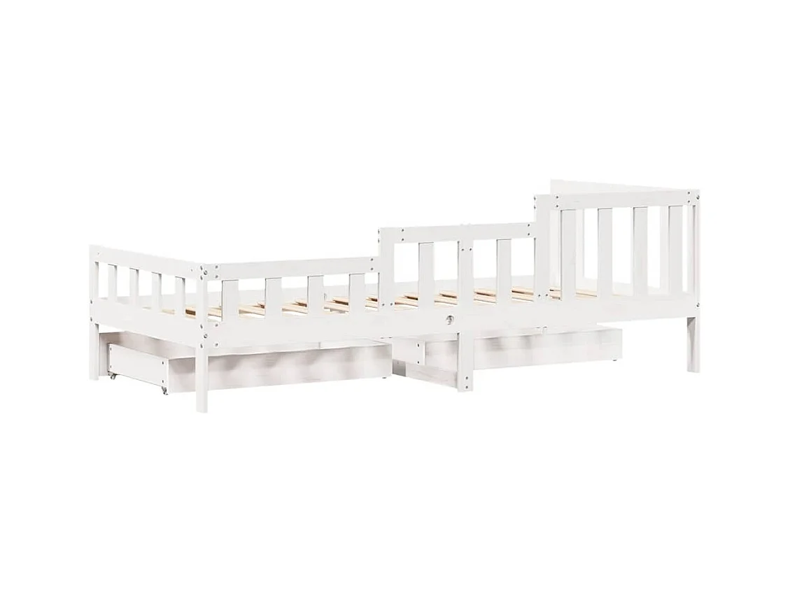 Sofá-cama com gavetas 90x190 cm madeira de pinho maciça branco