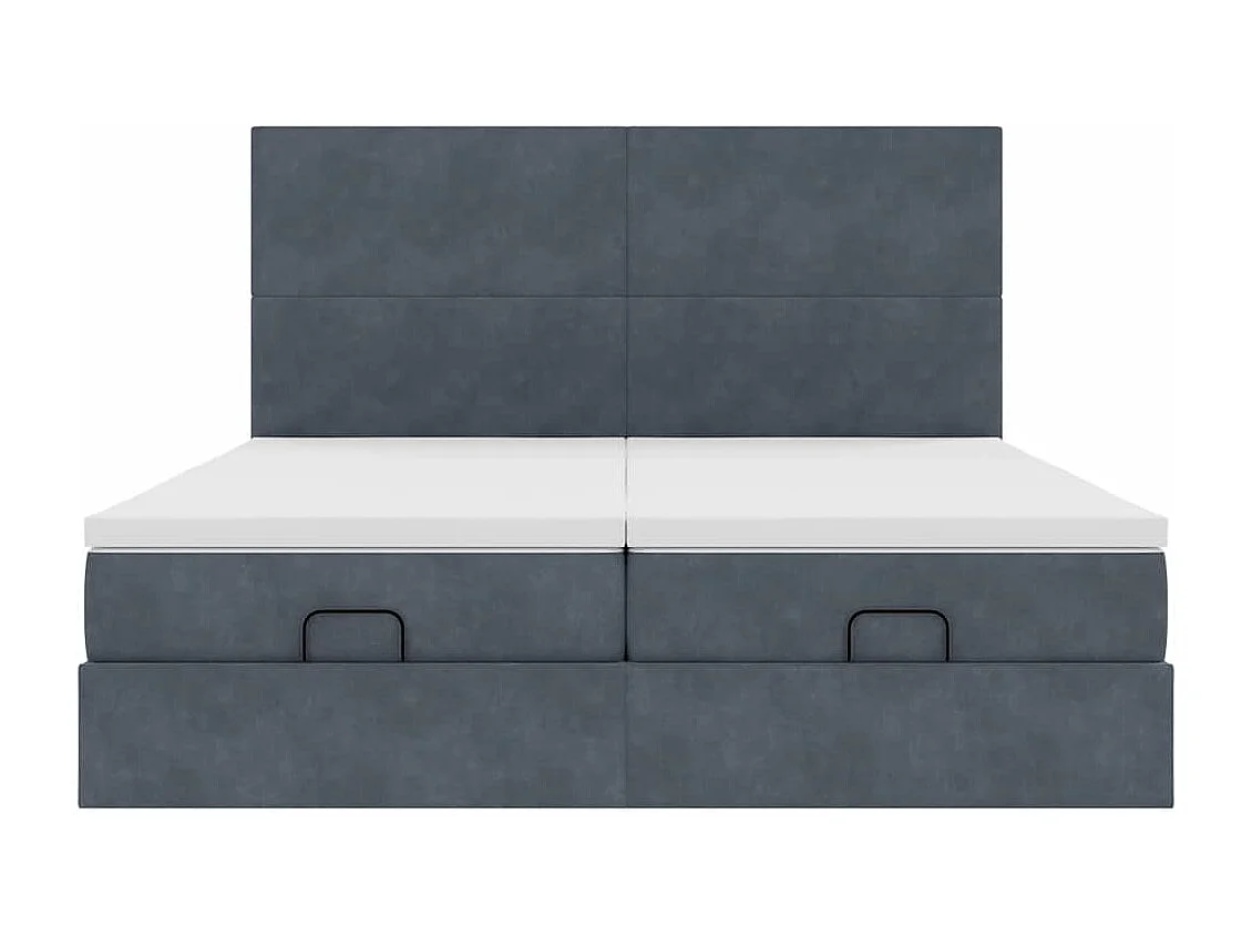 Cadre de lit ottoman avec matelas gris foncé 200x200 cm velours