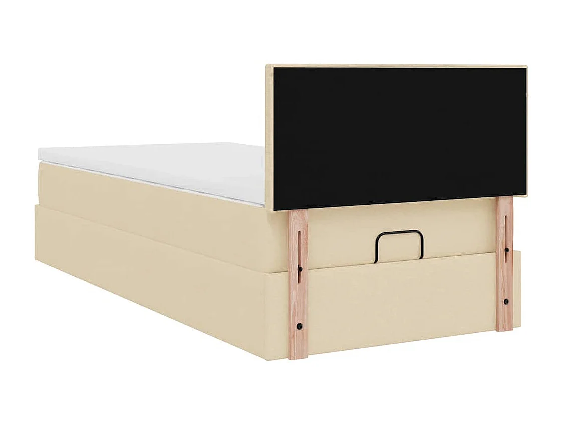 Lit ottoman avec matelas crème 90x200 cm tissu