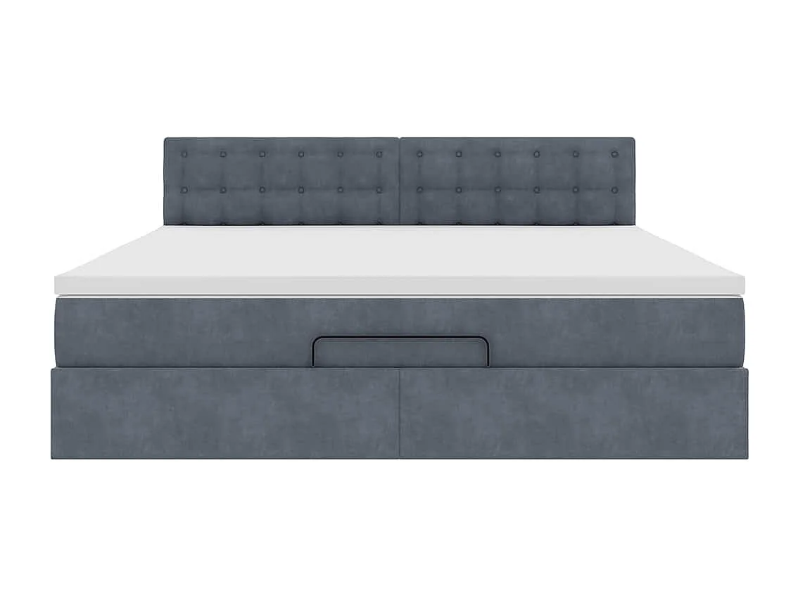 Cadre de lit ottoman avec matelas gris foncé 180x200 cm velours