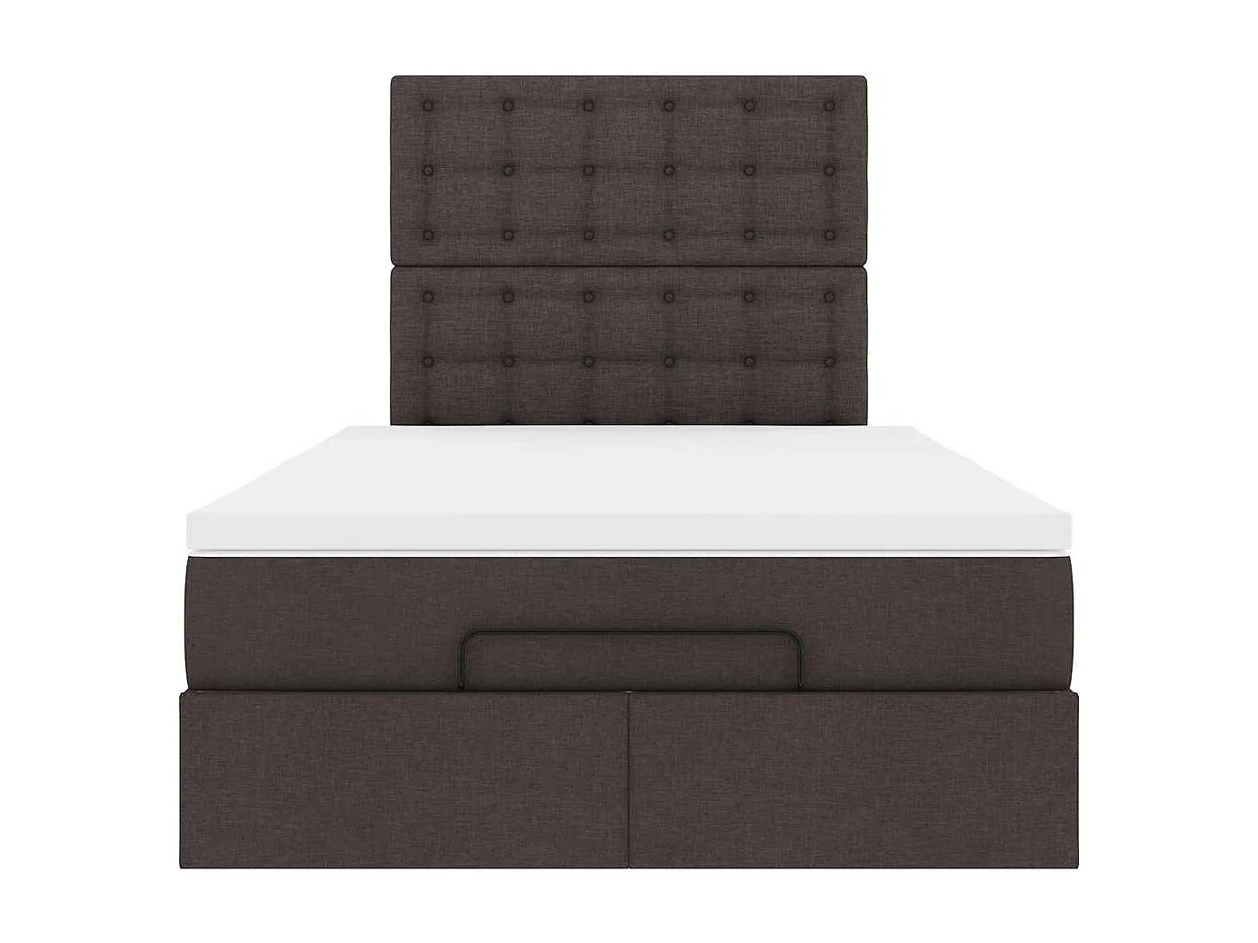 Estrutura cama otomana colchão 120x200cm tecido castanho escuro