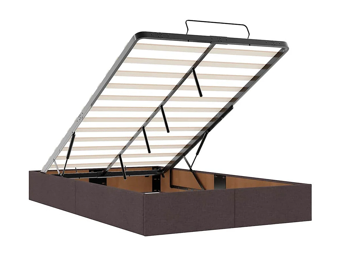 Estrutura de cama otomana com colchão 120x190cm castanho escuro