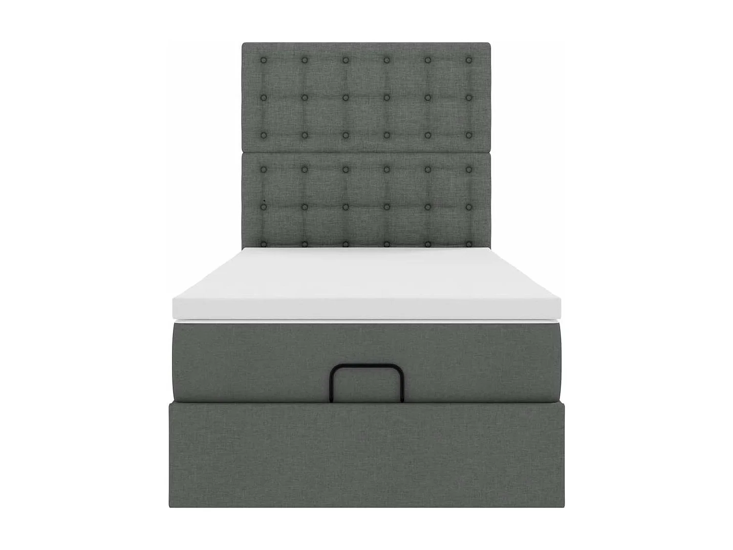 Cadre de lit ottoman avec matelas gris foncé 80x200 cm tissu