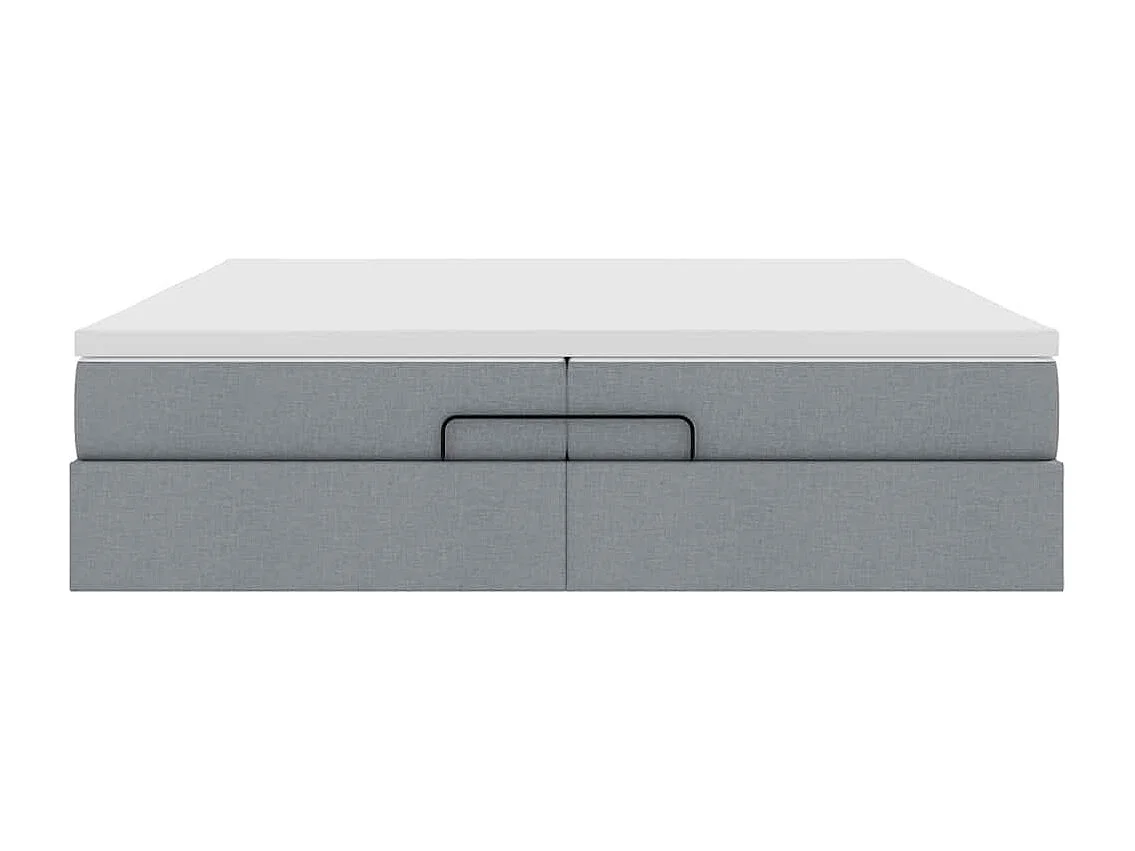 Estrutura de cama otomana com colchões tecido cinzento claro