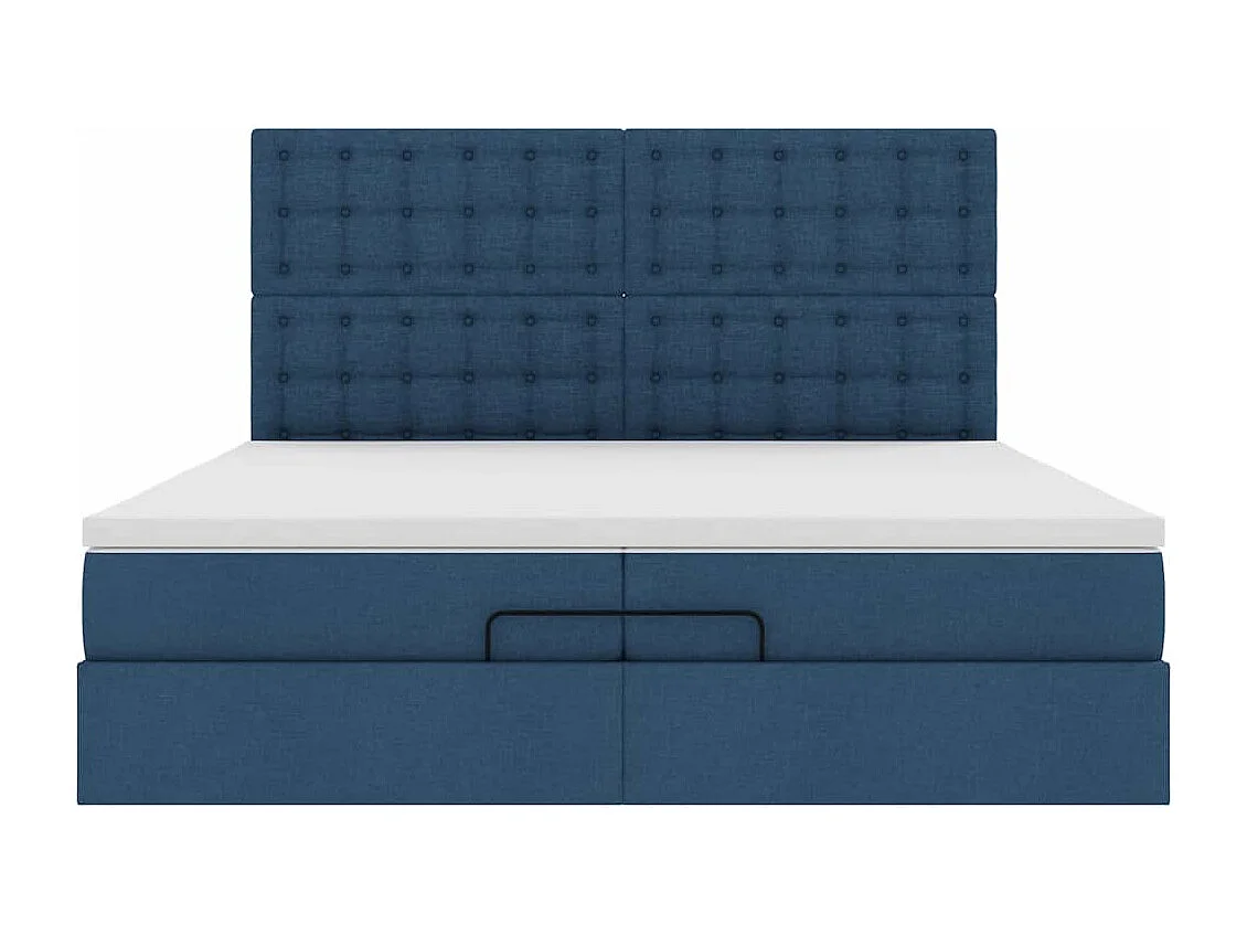 Cadre de lit ottoman avec matelas bleu 200x200cm tissu