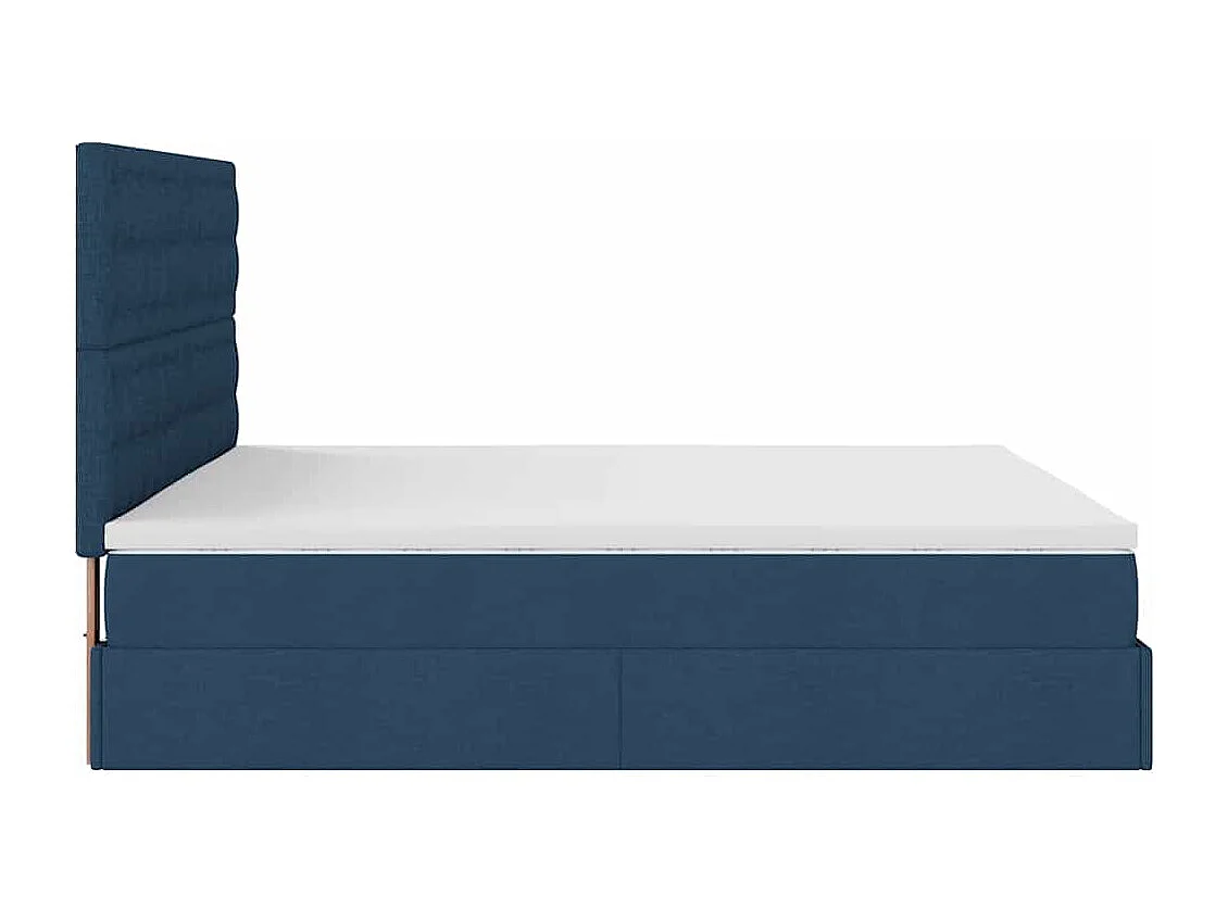 Cadre de lit ottoman avec matelas bleu 200x200cm tissu