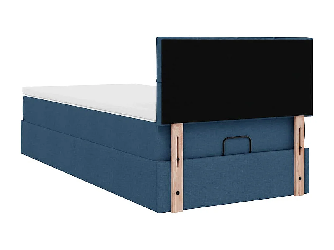 Lit ottoman avec matelas bleu 100x200 cm tissu