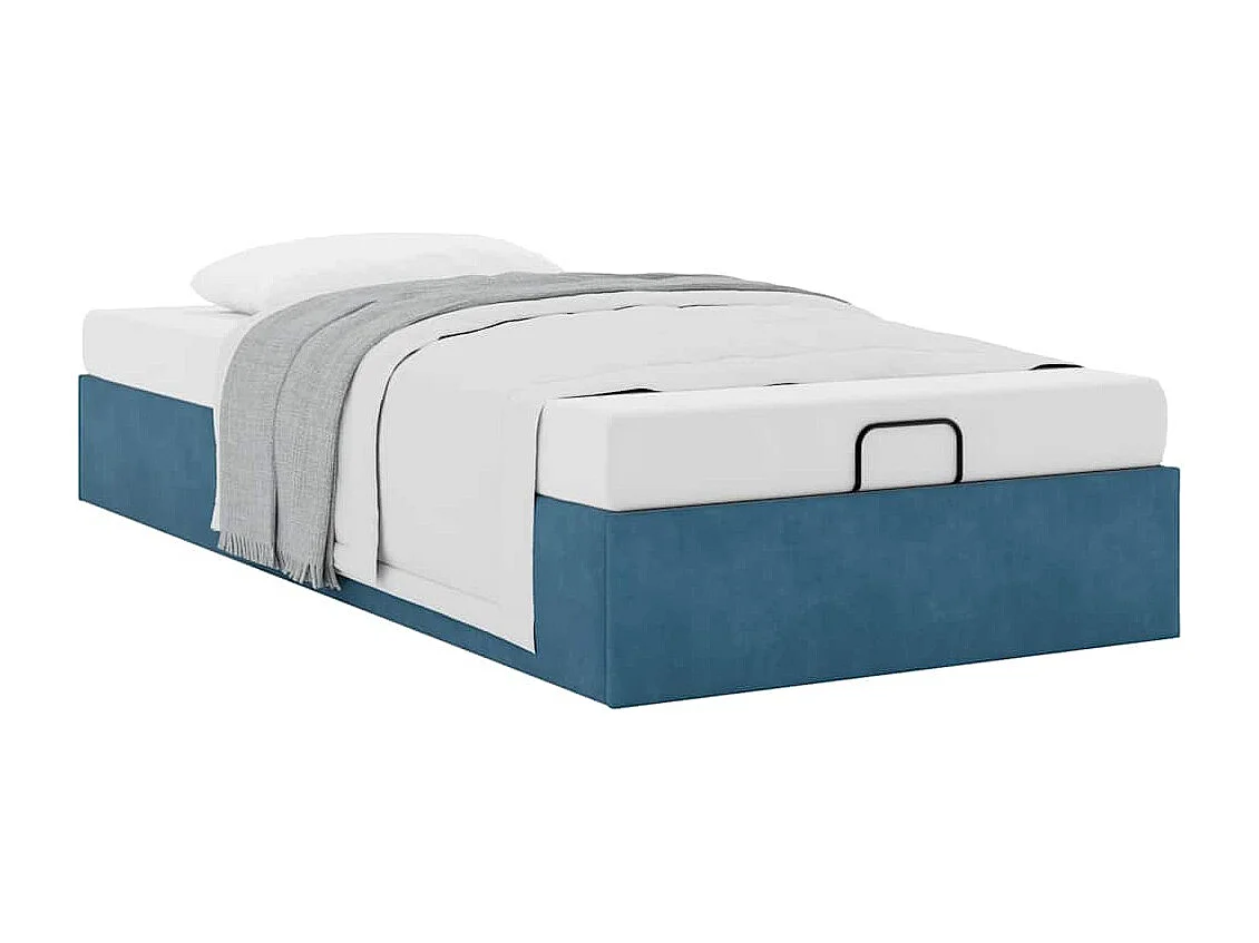 Cadre de lit ottoman sans matelas bleu foncé 100x200 cm velours