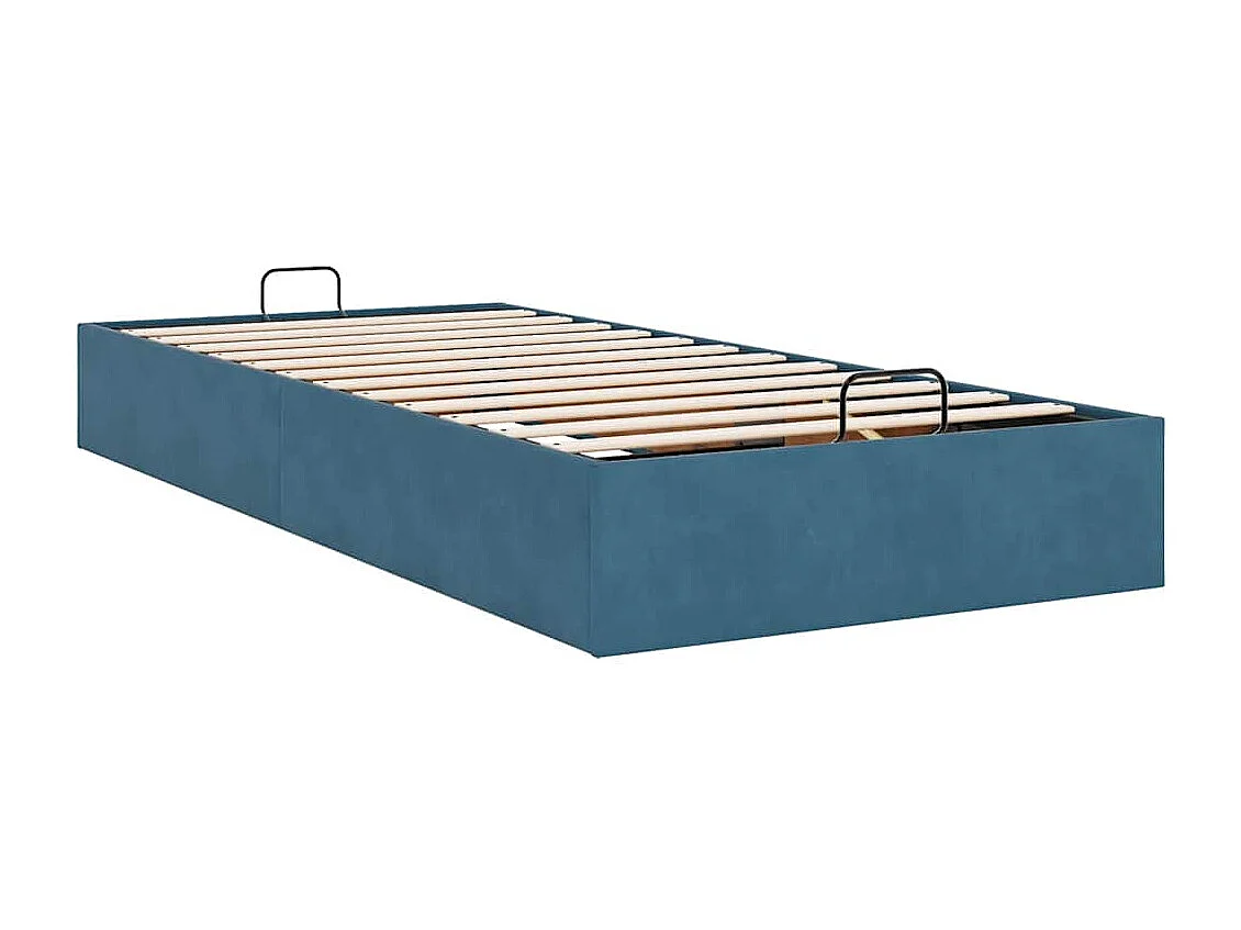 Cadre de lit ottoman sans matelas bleu foncé 100x200 cm velours
